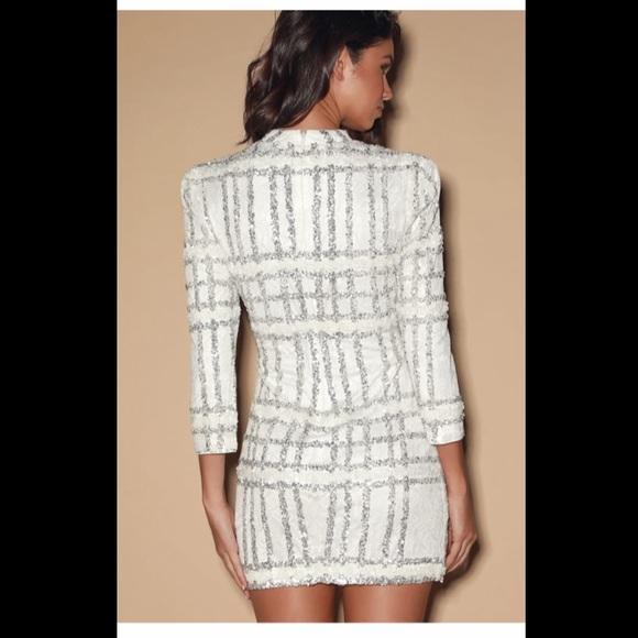 NWOT New Wonder White Sequin Lace Mini Dress - Picture 4 of 10